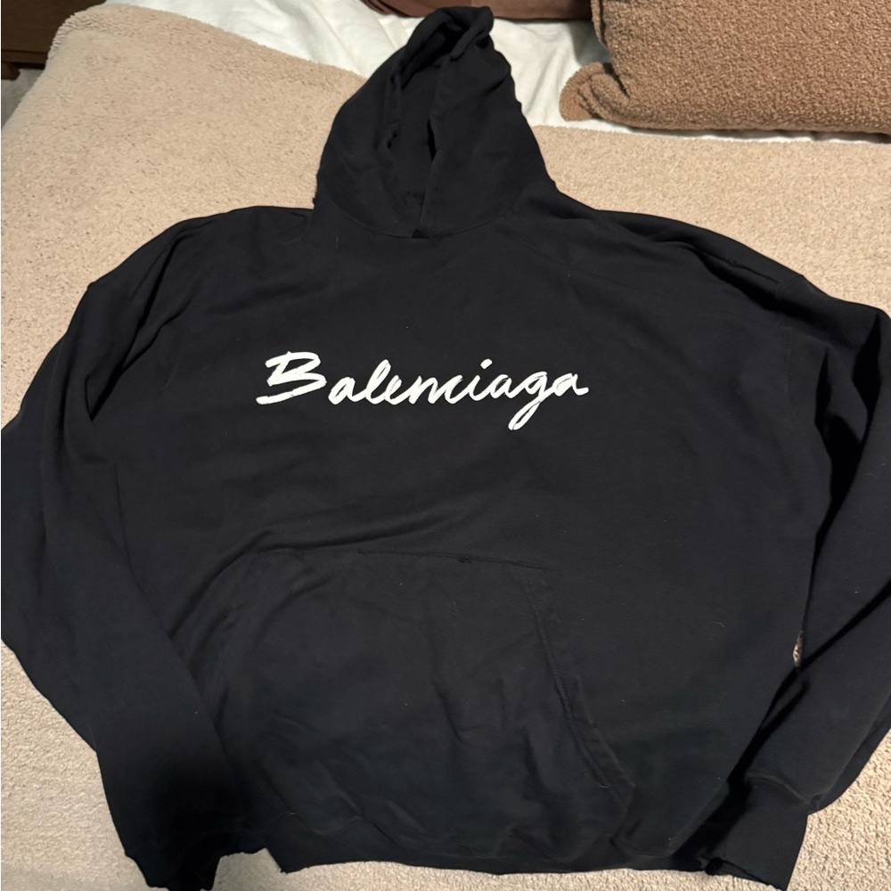 Balenciaga Black Hoodie with White Logo